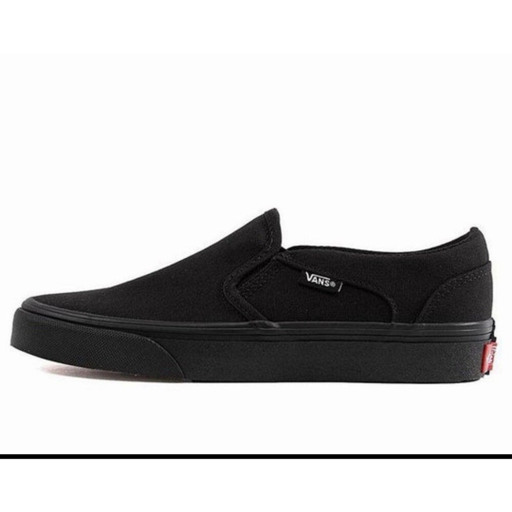 Vans Asher Women’s Size 7 Black/Black Canvas Slip-On Sneakers VN0A45JM186 New